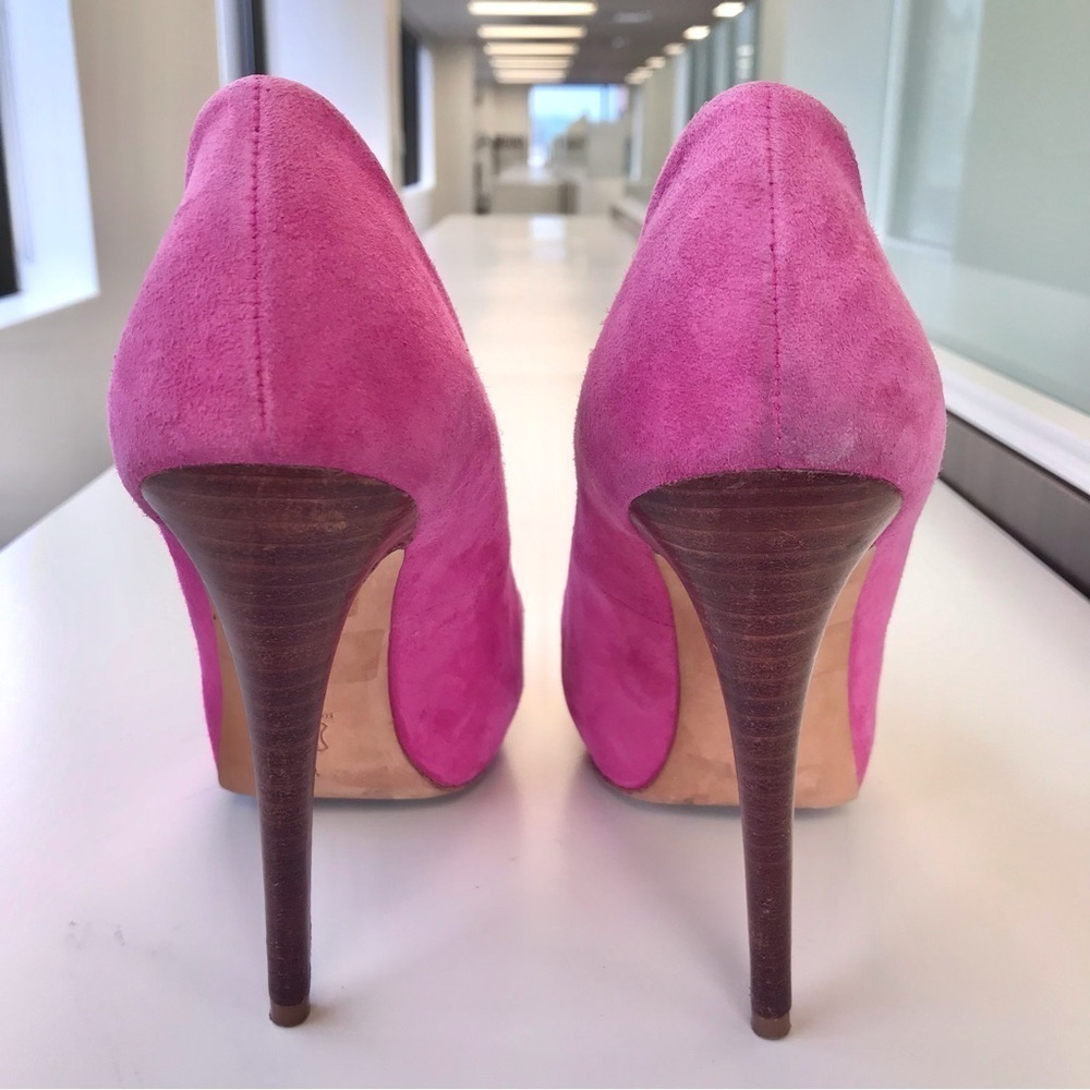 TOPSHOP Pink Rosette open toe Suede BarbieCore stiletto heel Size 9.5 EU Size 40 - Picture 11 of 16